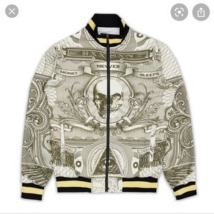 Reason NYC “currency “print track jacket w gold M